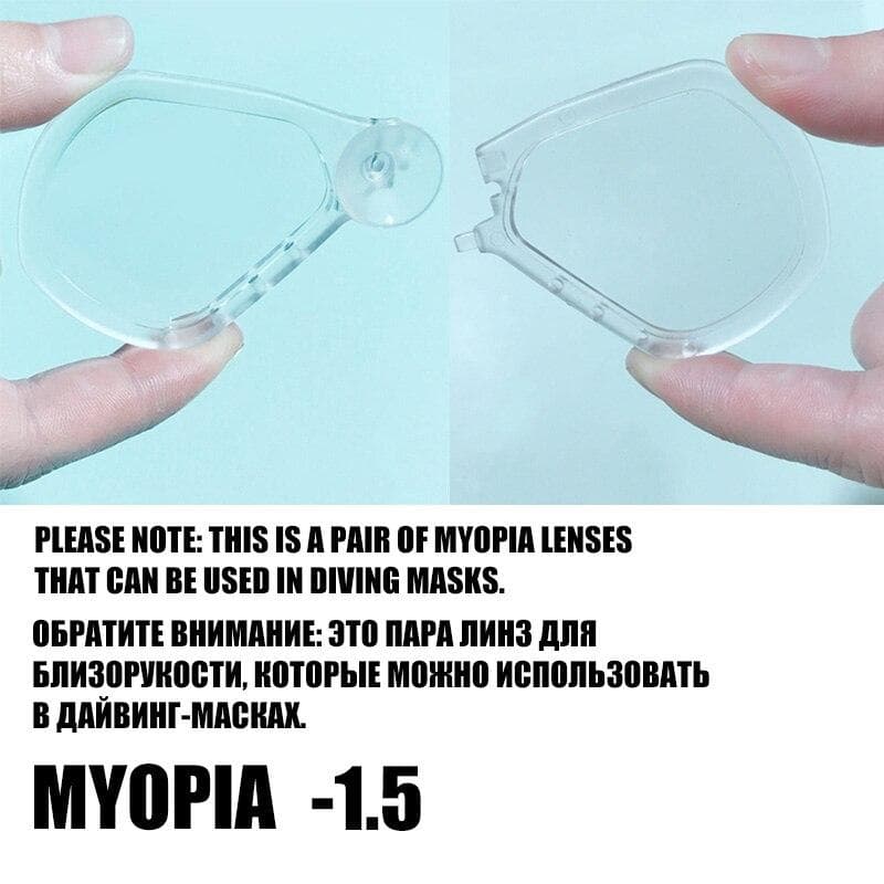 Detachable Diving Mask Myopia Lens Diving Equipment Professional Swimming Scuba Snorkel Mask Lens Underwater 150°-600° Optional 1.5