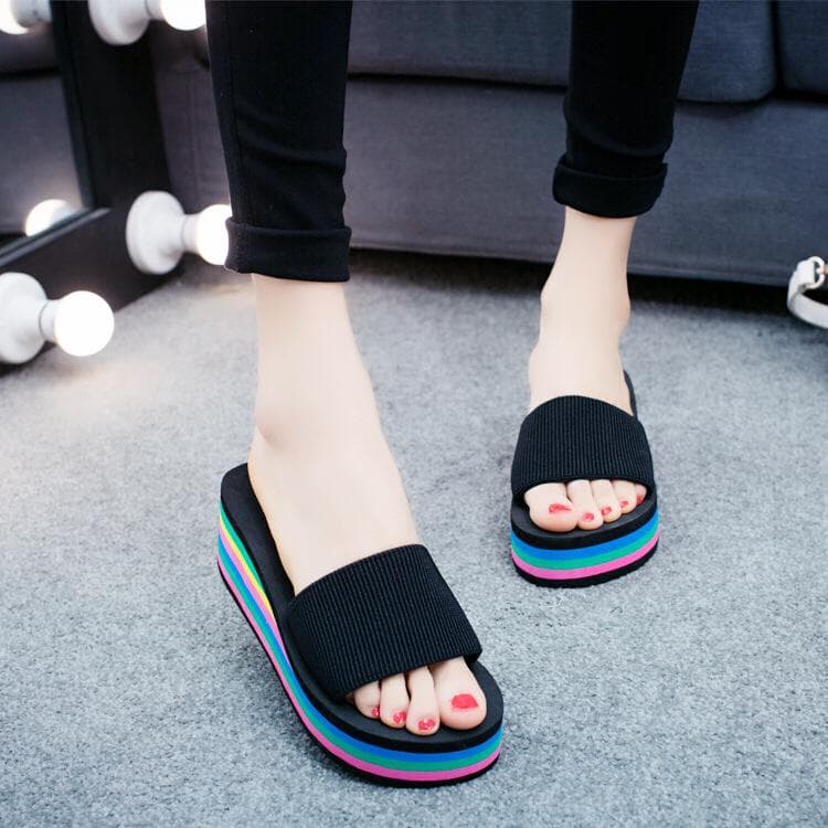 Summer Women Home Toepost Flip Flops Beach Platform Shoes 38