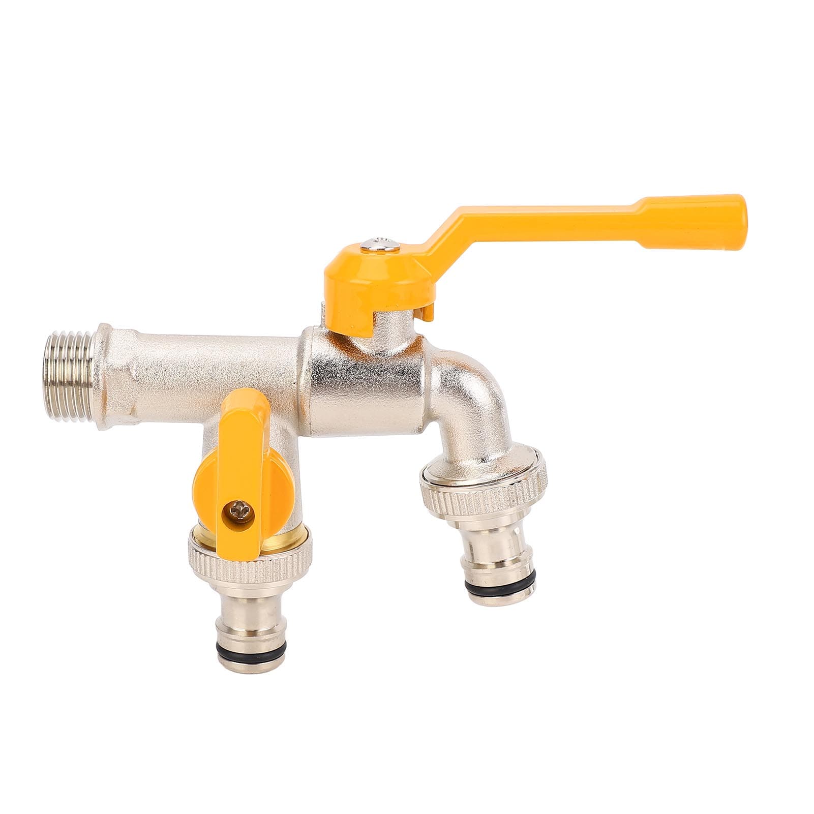 1 in 2 Out Faucet 34 Inch Inlet 25mm Outlet Brass Water Tap for Outdoor Garden Home Balcony