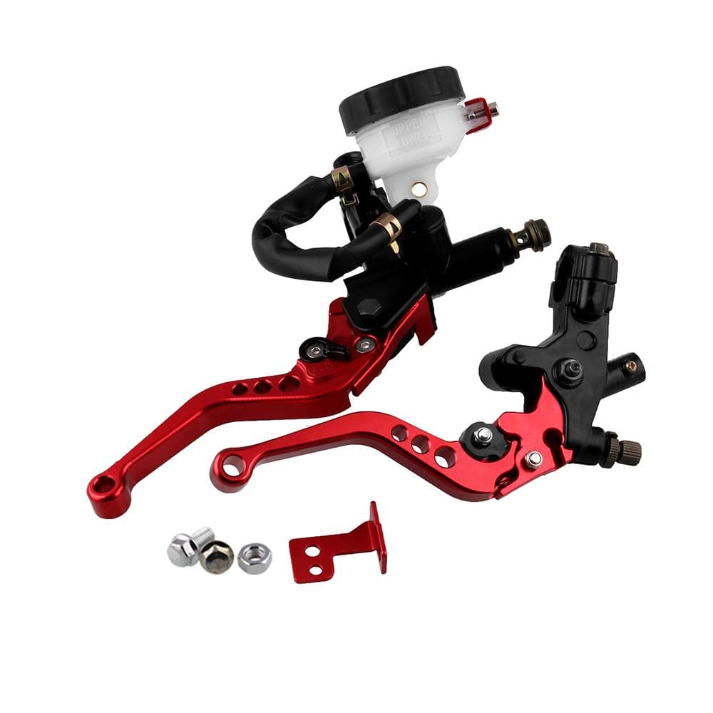Motorcycle Brake Clutch Pump Lever Hydraulic Master Cylinder Accessories 7/8 22mm Piston Universal Adjustable red