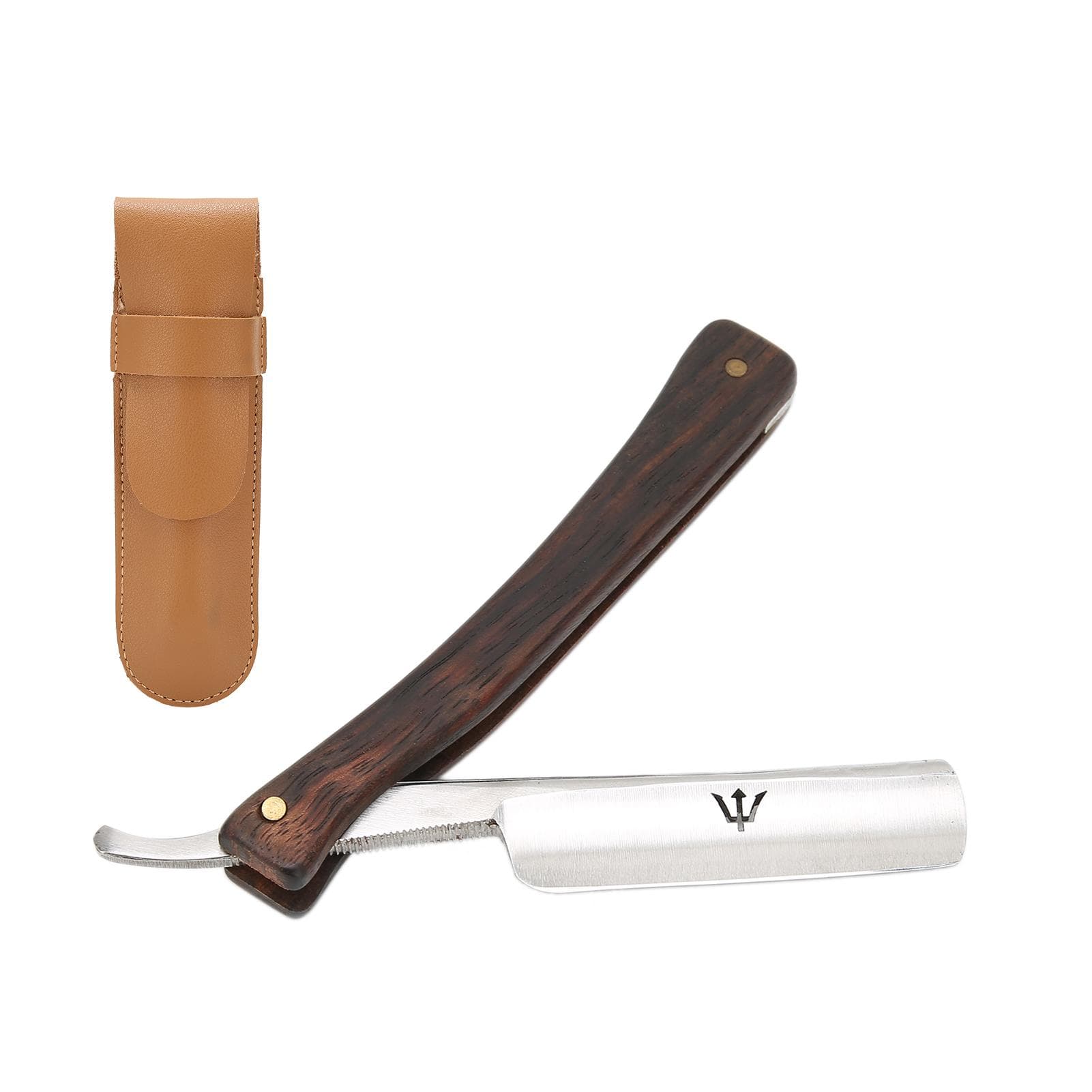Men Manual Shaving Blade Holder Folding Shaving Knife Rack with PU Leather Storage Bag