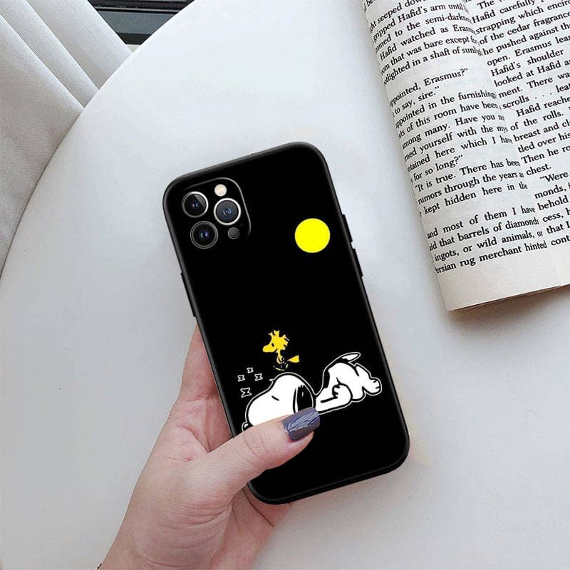 ED44 S-Snoopys Phone Case for iPhone 6 6s 7 8 11 12 13 14 15 XS Pro Max XR X SE Samsung S20 S21 S22 S23 S24 FE Ultra Plus Lite S21S A55 iPhone 13 Pro Max