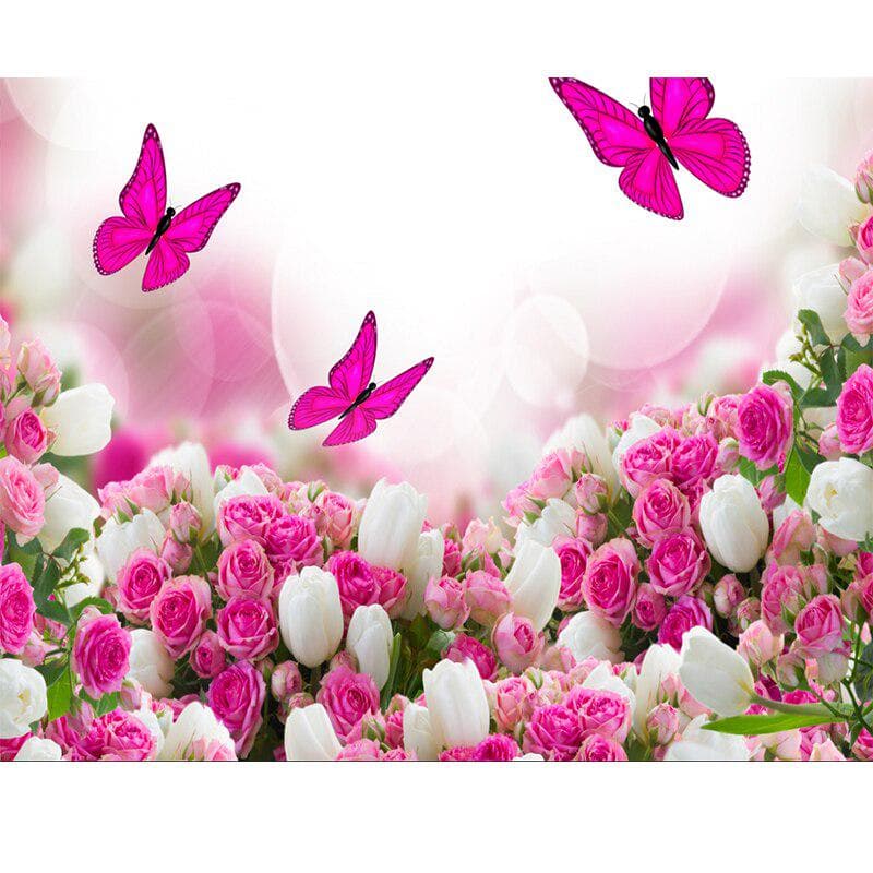 Diamond Embroidery Painting Exquisite Stitch of Mosaic Flowers and Butterflies Picture Home Decor 20X30CM