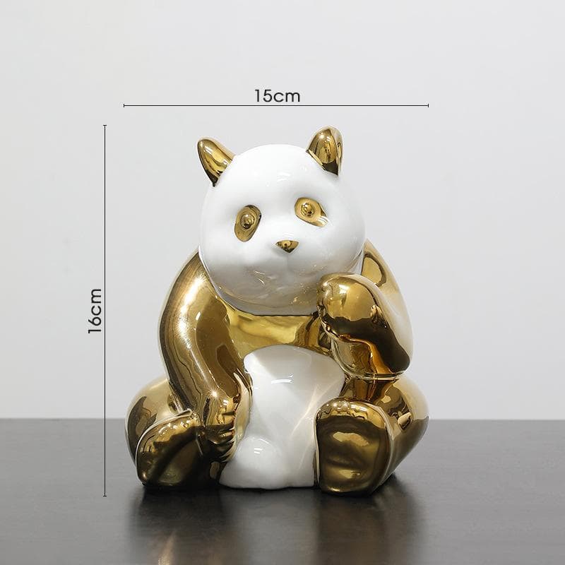 Light Luxury Penguin Ceramic Decoration Living Room Entrance TV Cabinet Home Decoration Office Wine Cabinet Soft Installation Crafts Golden Panda - Sit
