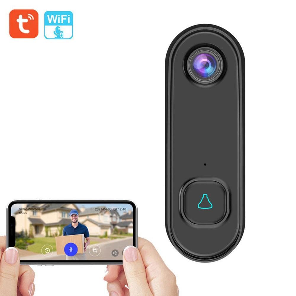 Wireless Video Doorbell Two-way Audio 1080P Video PIR Motion Detection Night Viewing IP55 black