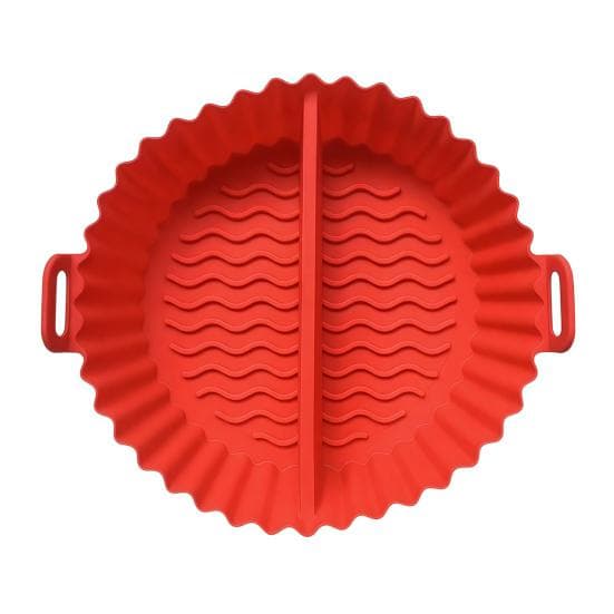 Silicone Air Fryer Liner with Dividers Non-Stick Baking Mat for Toaster Oven red