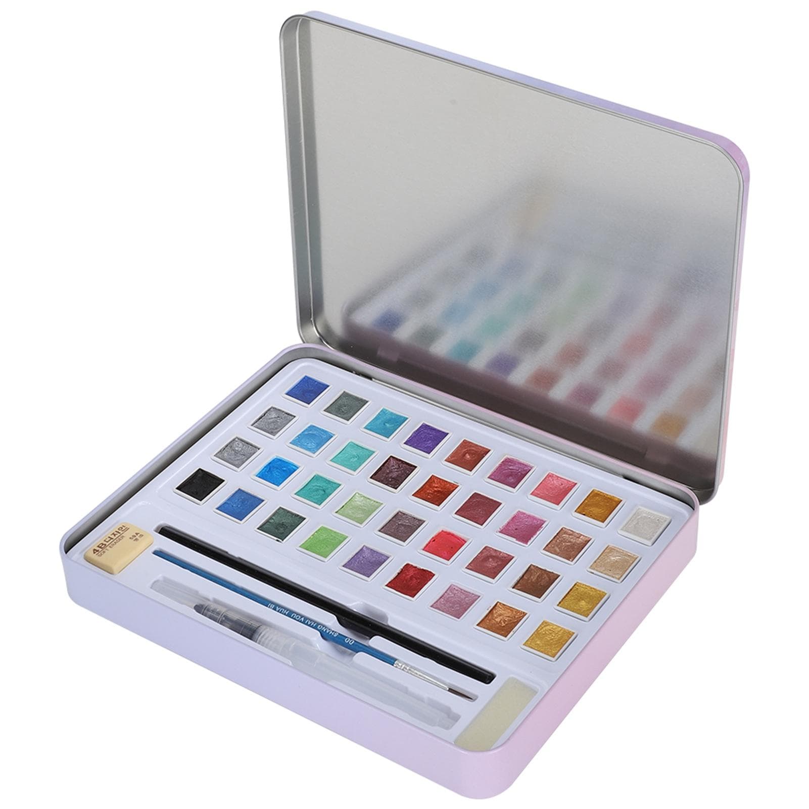 Watercolor Paint Set 36 Pearl Color Suit Solid Block Tin Box Painting Tools Art Supplies