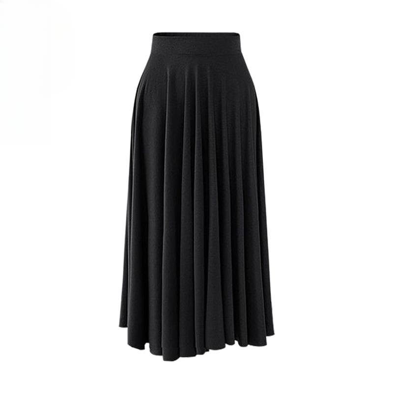 Summer New Loose Large Size Skirt Medium and Long Big Swing Skirt High Waist Pleated Umbrella Skirt L black