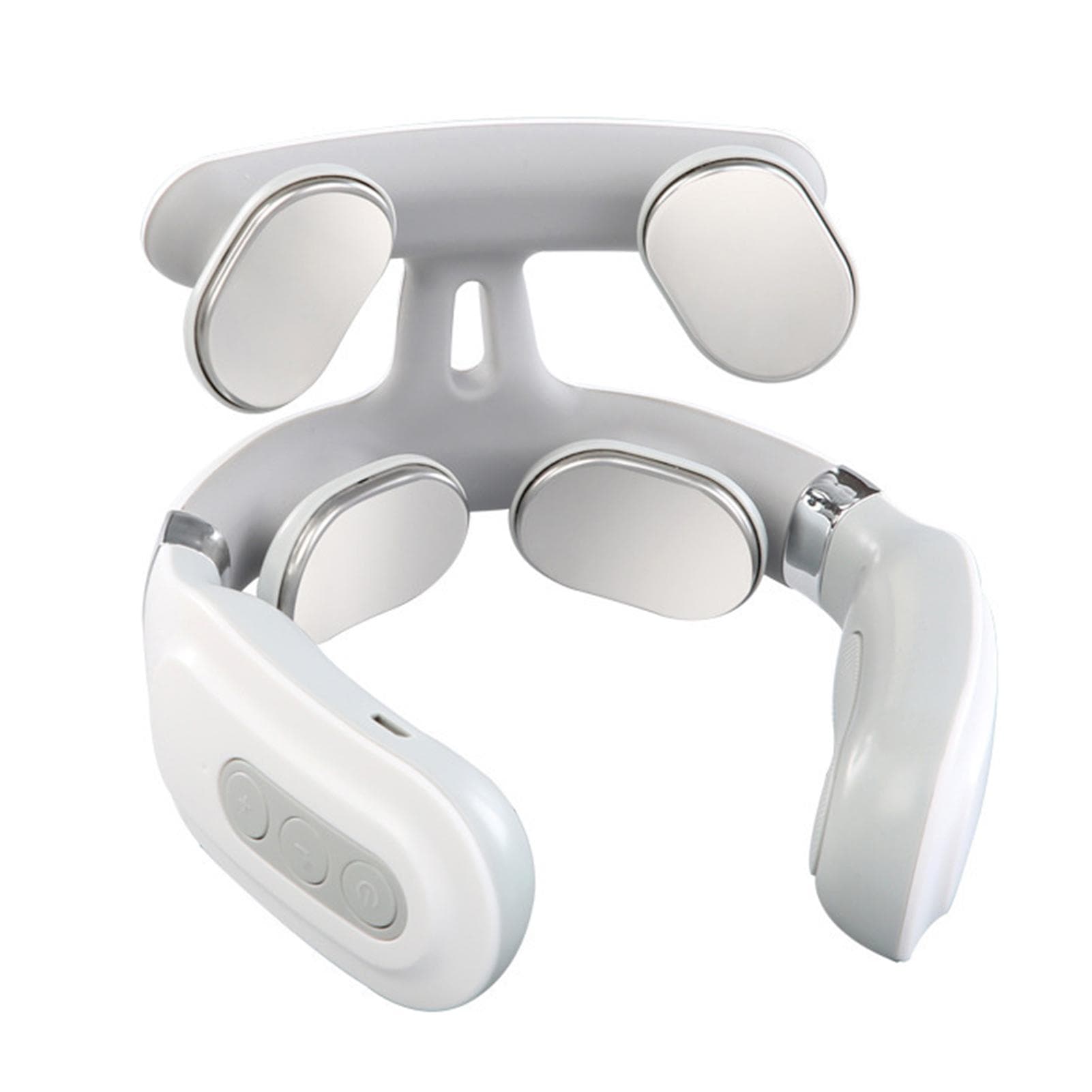 4-Head Cervical Spine Massager Strength Adjustment USB Rechargeable Intelligent Pulse Heating Neck white
