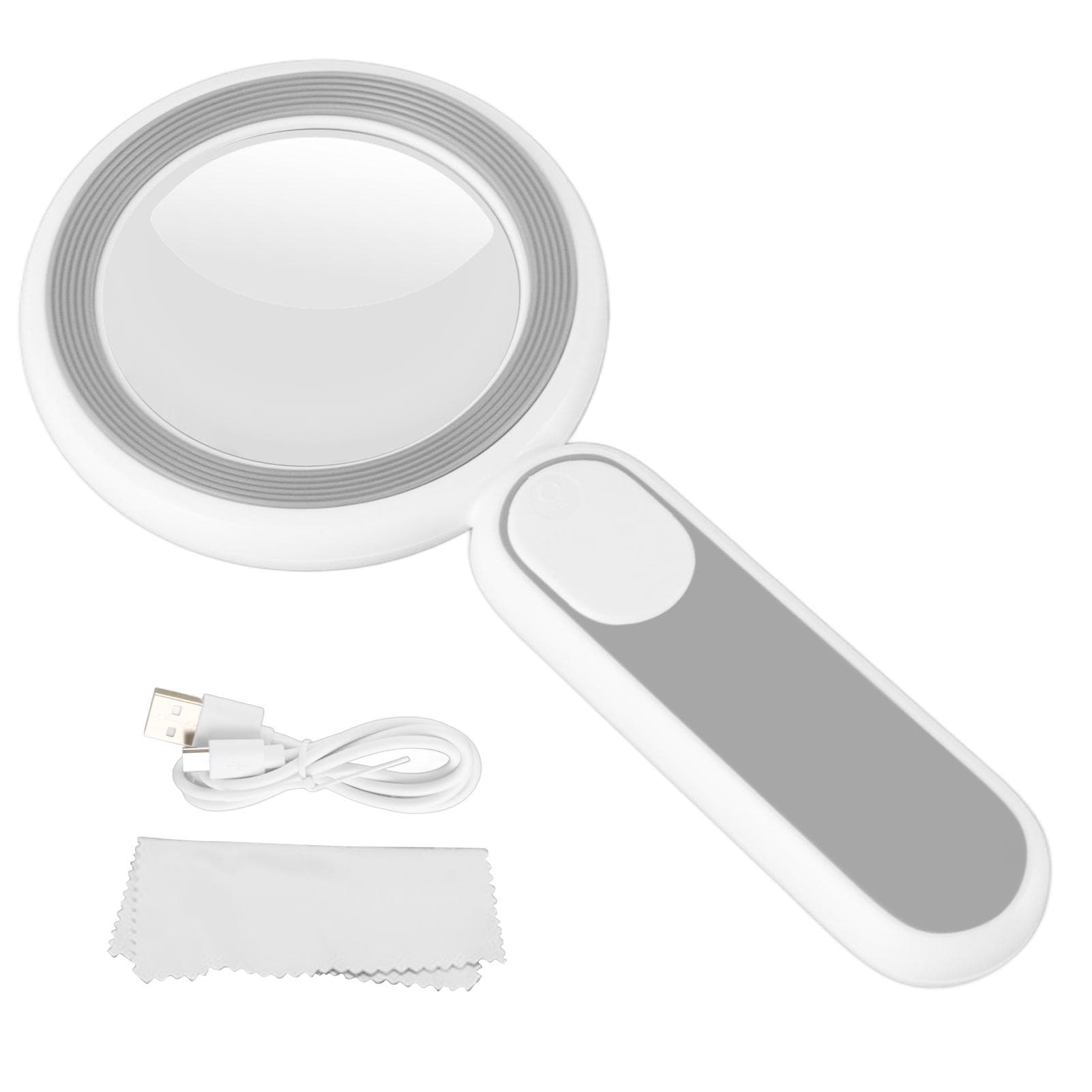 8X Rechargeable Magnifying Glass with Light 21Led 3 Mode Magnifying Glass for Kids Seniors Reading grey white