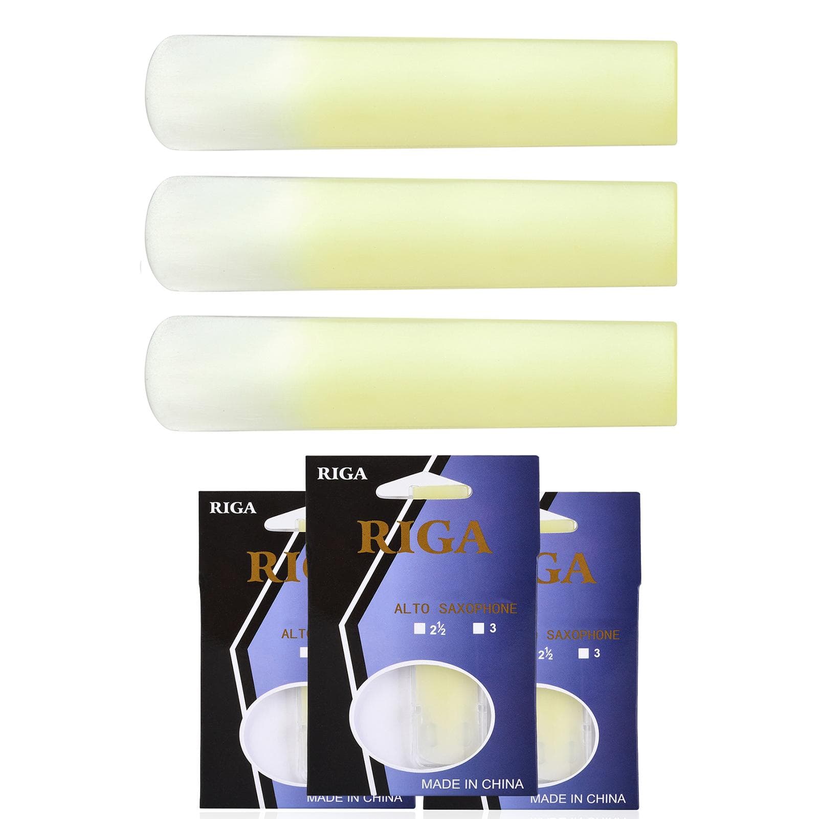 RIGA 3pcs Alto Saxophone Reeds Sax Resin Reed Saxophone Accessories Strength 2.5 Strength 2.0