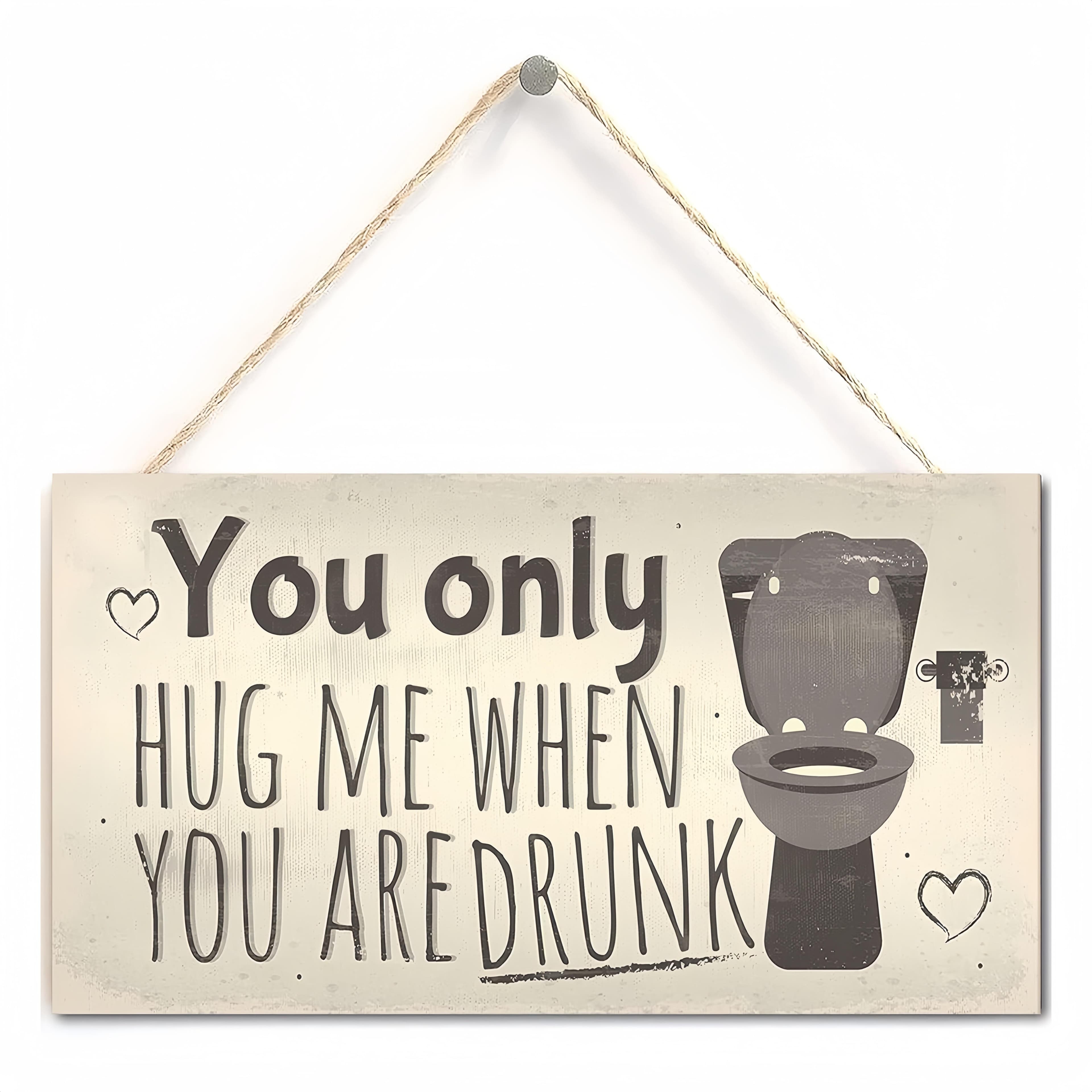 1 Piece Fun Bathroom Hanging Printed Wood Sign Decor, Fun Toilet Wall Decor, Vintage Bathroom Decor, Restroom Wooden Hanging Sign 7.9x3.9 Inches Pack of 1