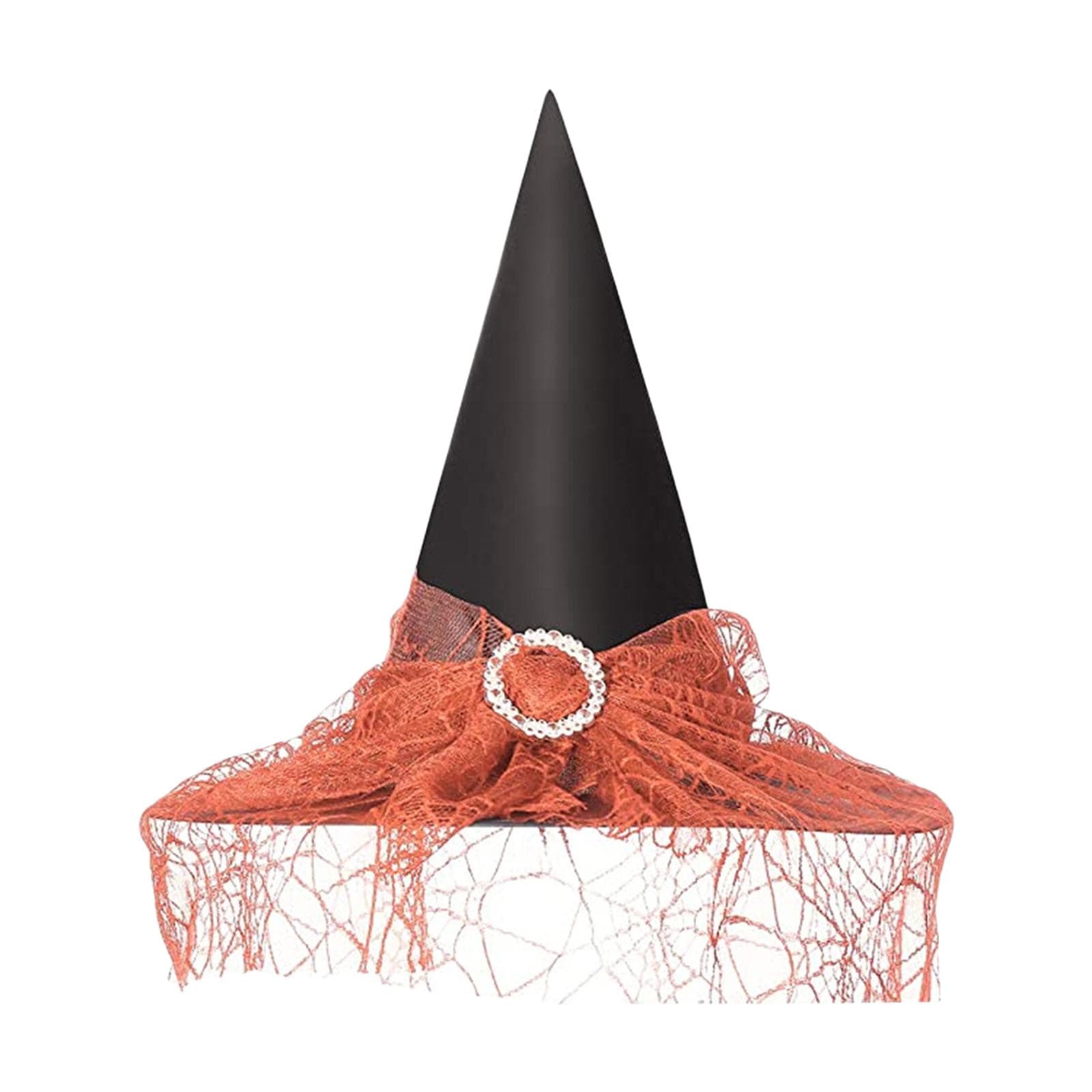 Halloween Witch Hat Scary Creepy Wide Brim Pointed Hat Halloween Gift for Men Women Kids Halloween orange