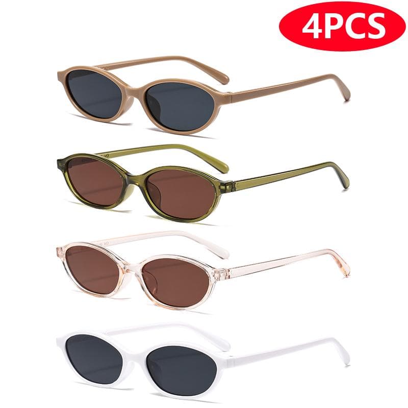1/4pcs/6pcs Small Frame Elliptical Sunglasses Women Simple Design Fashion Retro Unisex Glasses Set