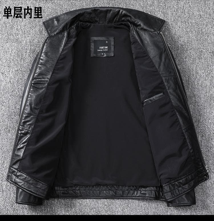 Classic First Layer Fine Sheep Leather Leather Jacket Men Slim Leather Jacket Casual Coat 3XL