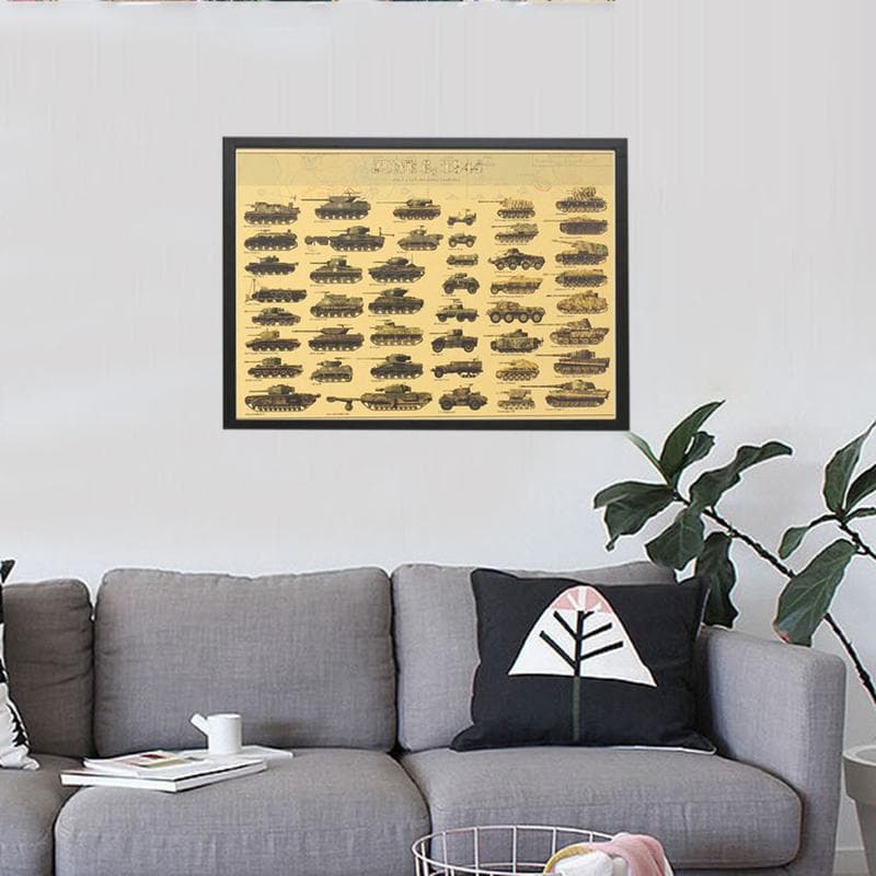 Tank Retro Kraft Paper Wall Sticker Art Crafts Bar Cafe 1