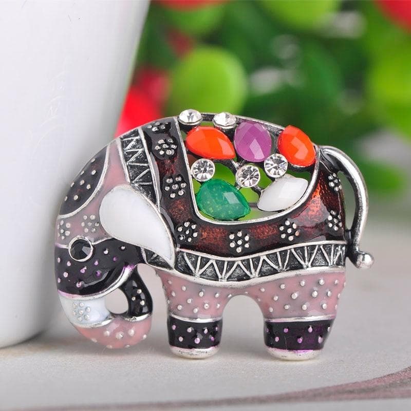 Thailand Elephant Shape Brooch Colorful Enamel Resin Brooches Pins For Women Kids Scarf Clothes Hat Accessories Jewelry silver