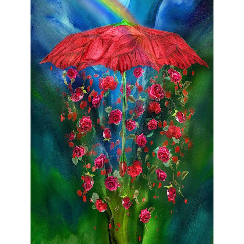 Full Round Drill Diamond Embroidery Rose Umbrella 5D DIY Diamond Painting Cross Stitch Rhinestone 20X30CM