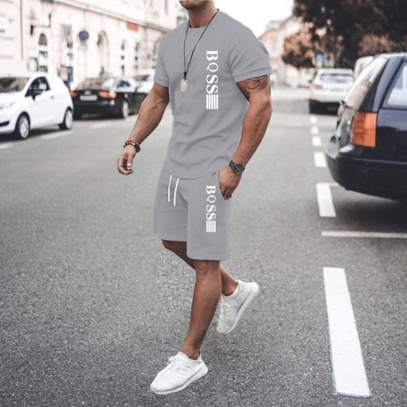 Men Sets 2 Piece Set Tracksuits T shirts Men Sport Set Casual Summer Clothing Y2K Tee Top Joggers Plaid Tshirt Men Shorts Outfit M