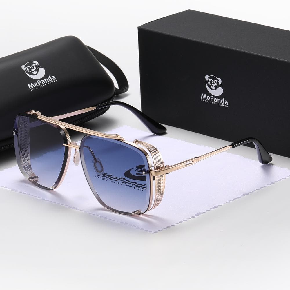 MePanda Unisex square metal double-beam retro personality fashion sunglasses,UV400 grey