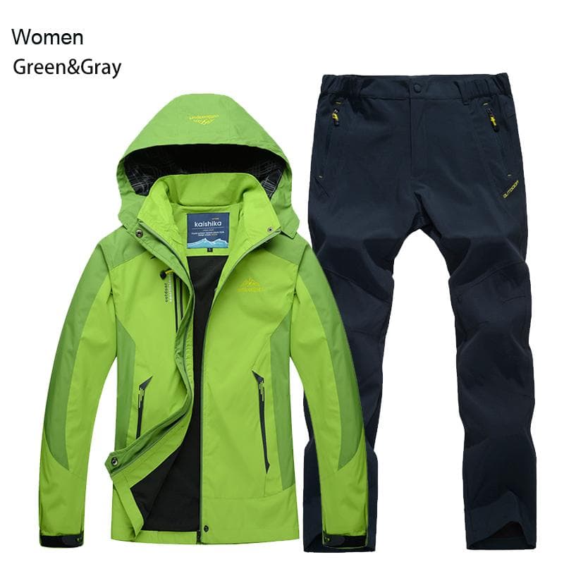 Women Jacket Pants Hiking Set Camping Spring Autumn Outdoor Waterproof 20000MM Windbreak Suit Trekking Coat Trousers XL