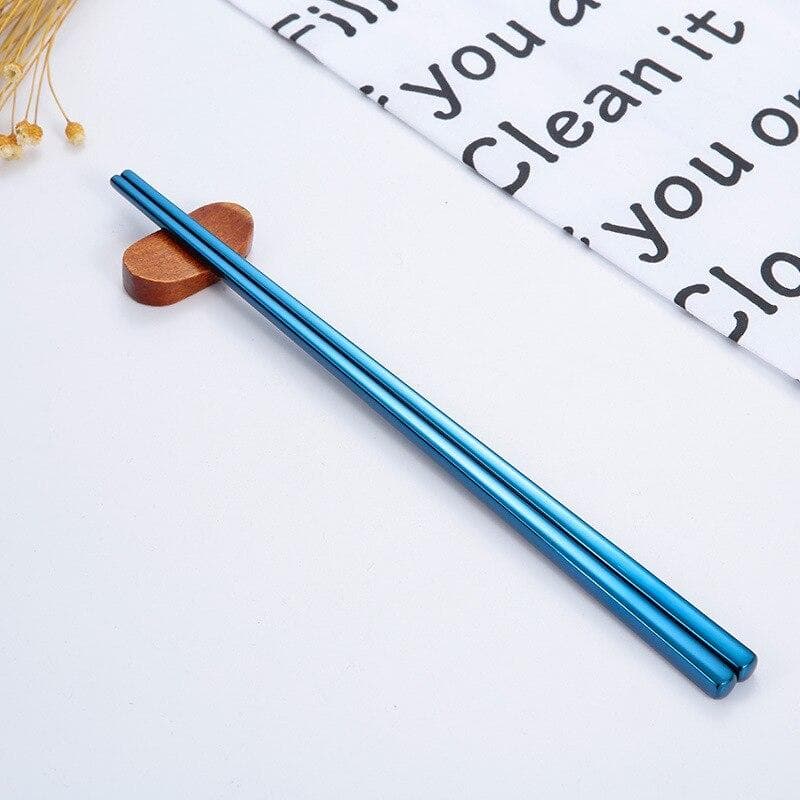1 Pair Stainless Steel Chopsticks Portable Non-slip Food Sticks Tableware 23cm Chinese Chopsticks Tableware Kitchen Tools blue