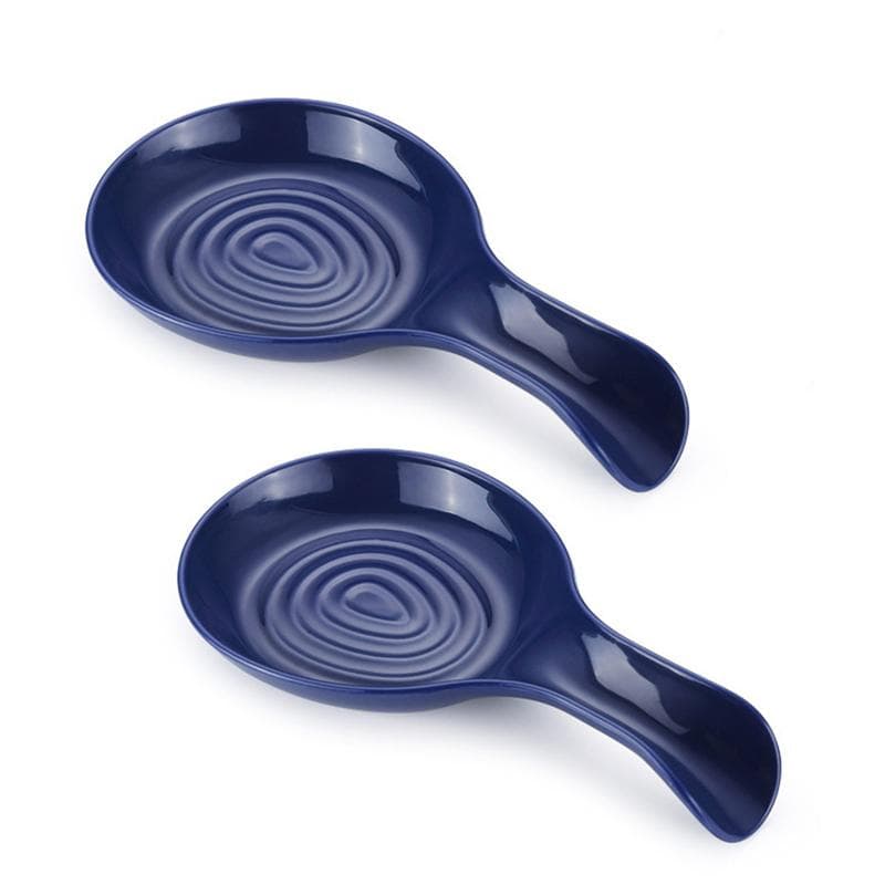 Spoon Rest Large Ceramic Spoon Holder Heat-Resistant Cooking Spoon Rest Coffee Spoon Holder Dishwasher Safe Ceramic Spoon Rest dark blue