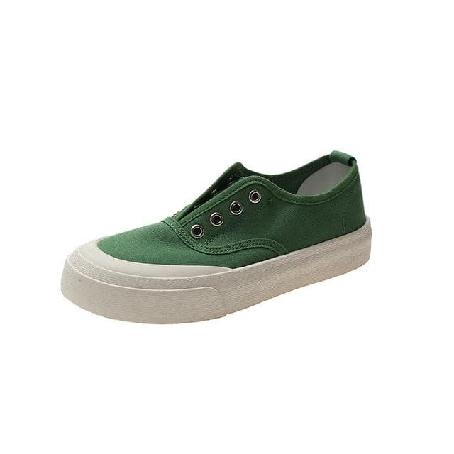 Canvas Shoes Women Fashion Sneakers Leopard Print Slip-on Woman Vulcanized Flat Casual Loafers Ladies 40 green