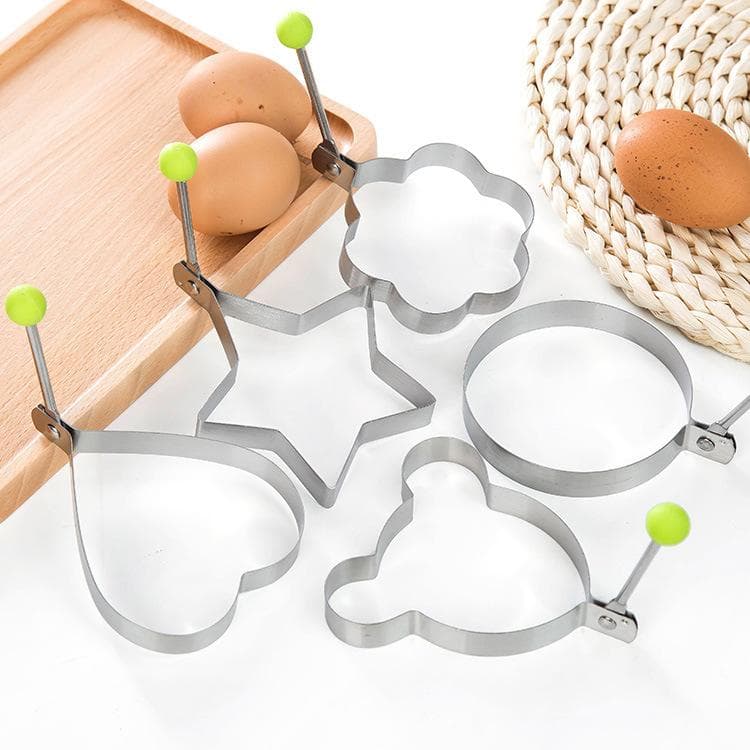 5Pcs Stainless Steel Eggs Rings Mold With Handle,Round Non-stick Pancake Omelette Mold For Griddle,Egg Shaper Home Kitchen Items