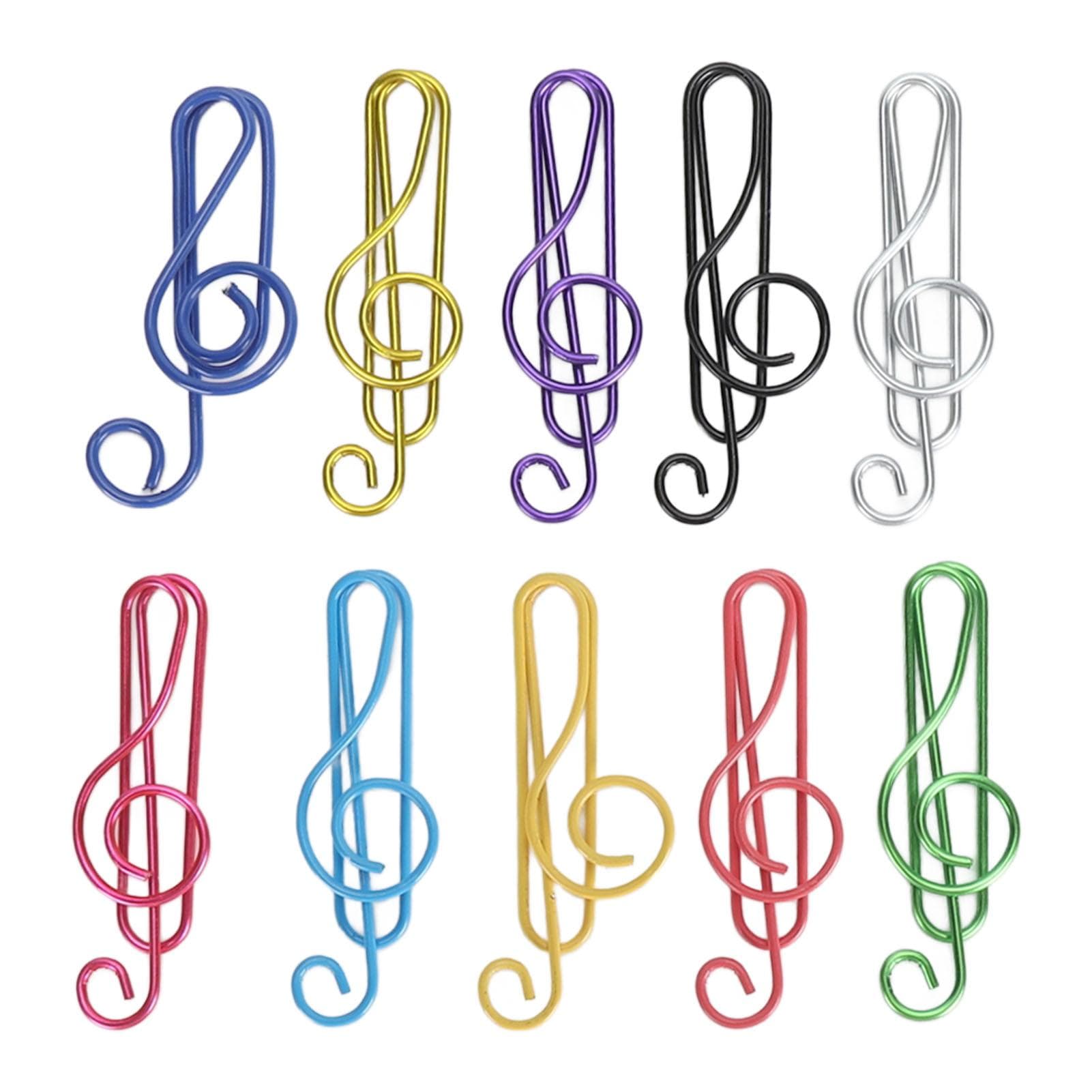 100Pcs Cute Note Paper Clips 10 Colors Metal Music Note Shaped Paper Clips Paperclips for Desk