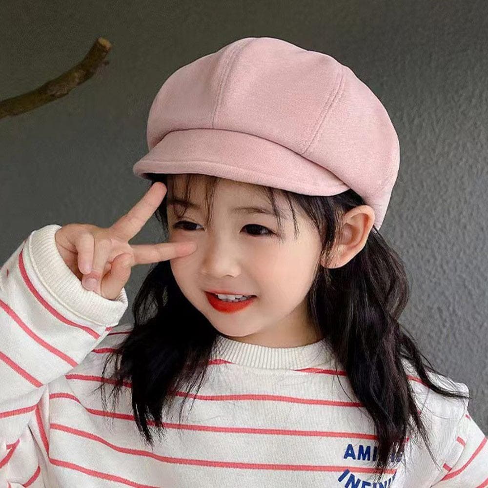 Woolen Baby Beret Hat Warm Painter Hat Vintage Children Newsboy Cap  Boys Girls pink