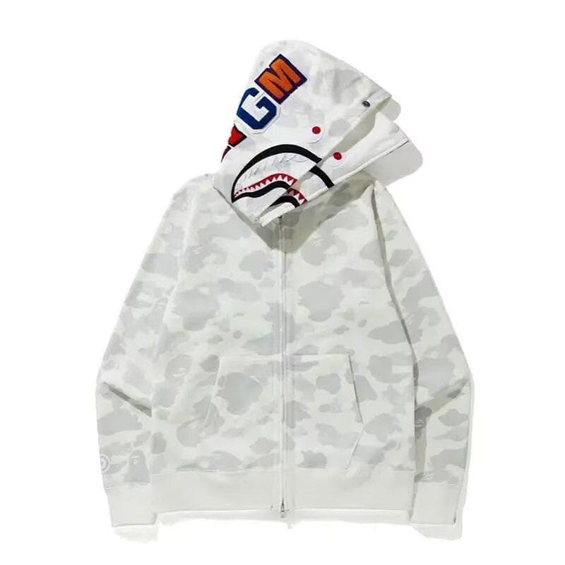 American Retro Camouflage Hooded Zip-Up Sweatshirt - Unisex Autumn Outerwear 2XL