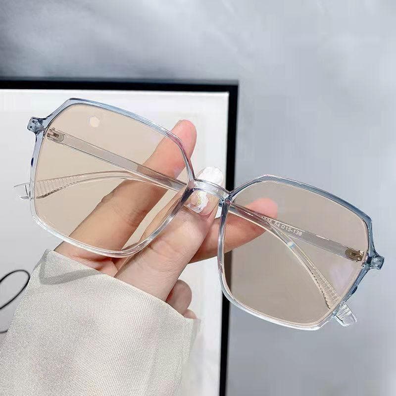 Photosensitive Color Changing Sunglasses Women Anti Blue Light Large Frame Gradient Myopia Glasses UV Protection 0