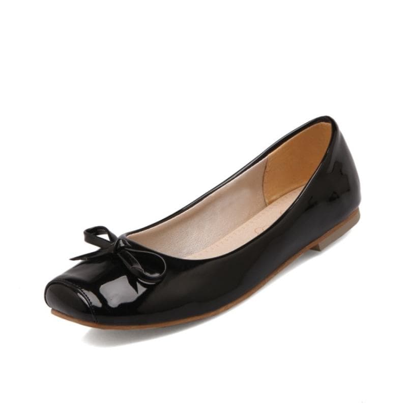 Casual Loafer Shoes For Women Flats Square Toe Sweet Black Nude Red Party Walking Office Ballet Shoes Female Large Size 45 50 52 50 black