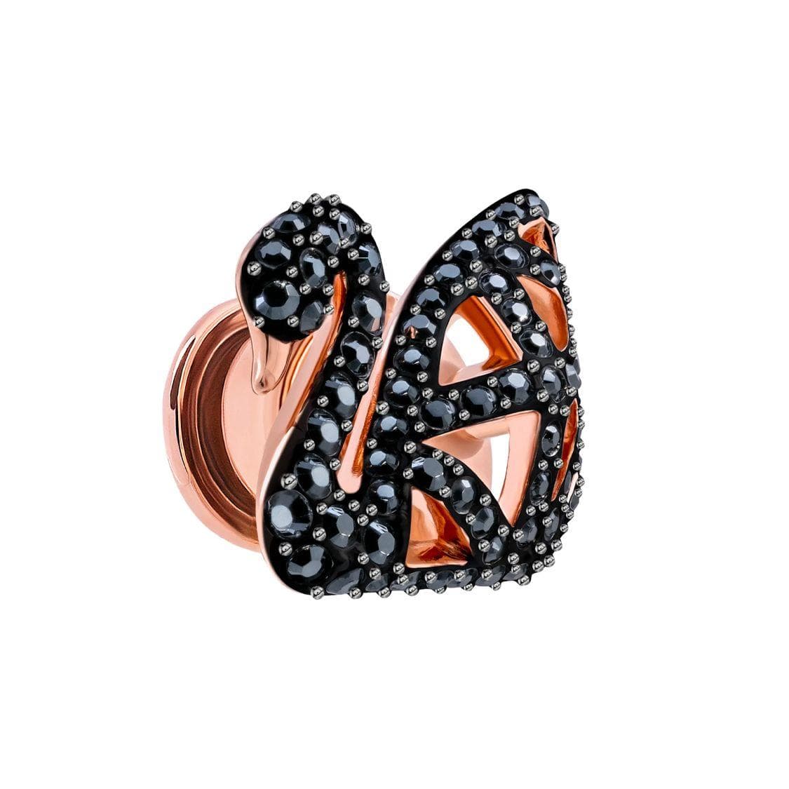 Swarovski Swan Hollow Black Swan Versatile Simple Crystal Rose Gold Brooch Women brooch 5439870 Black,F