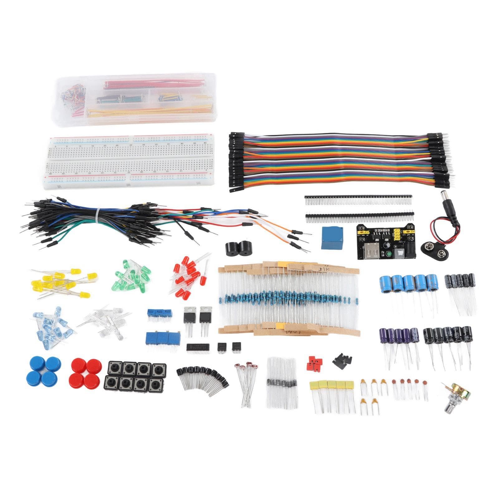 Electronics Components Assortment Kit Power Module Resistor Capacitor Transistor Jumper Wires