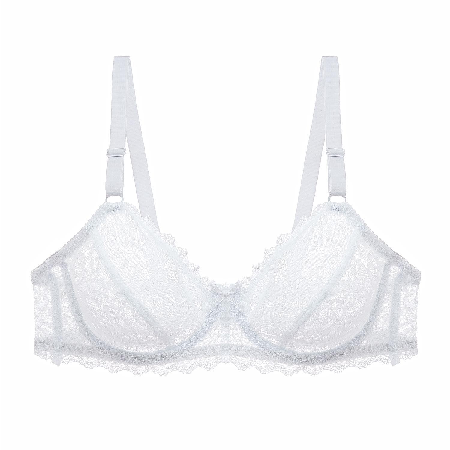 Ultra-thin Plus Size Wome Underwear Bra Solid Transparent Lace Ladies Brasiere 38A white