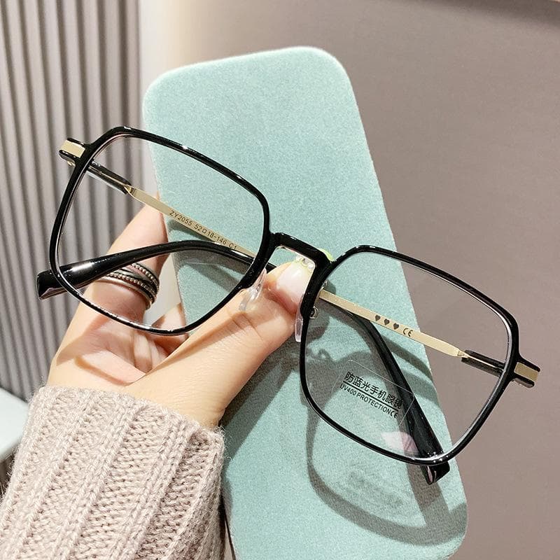 Oversized Reading Glasses Trendy Anti Blue Light Far-sighted Eyewear Women High-definition Optical Eyeglasses +1.0 black
