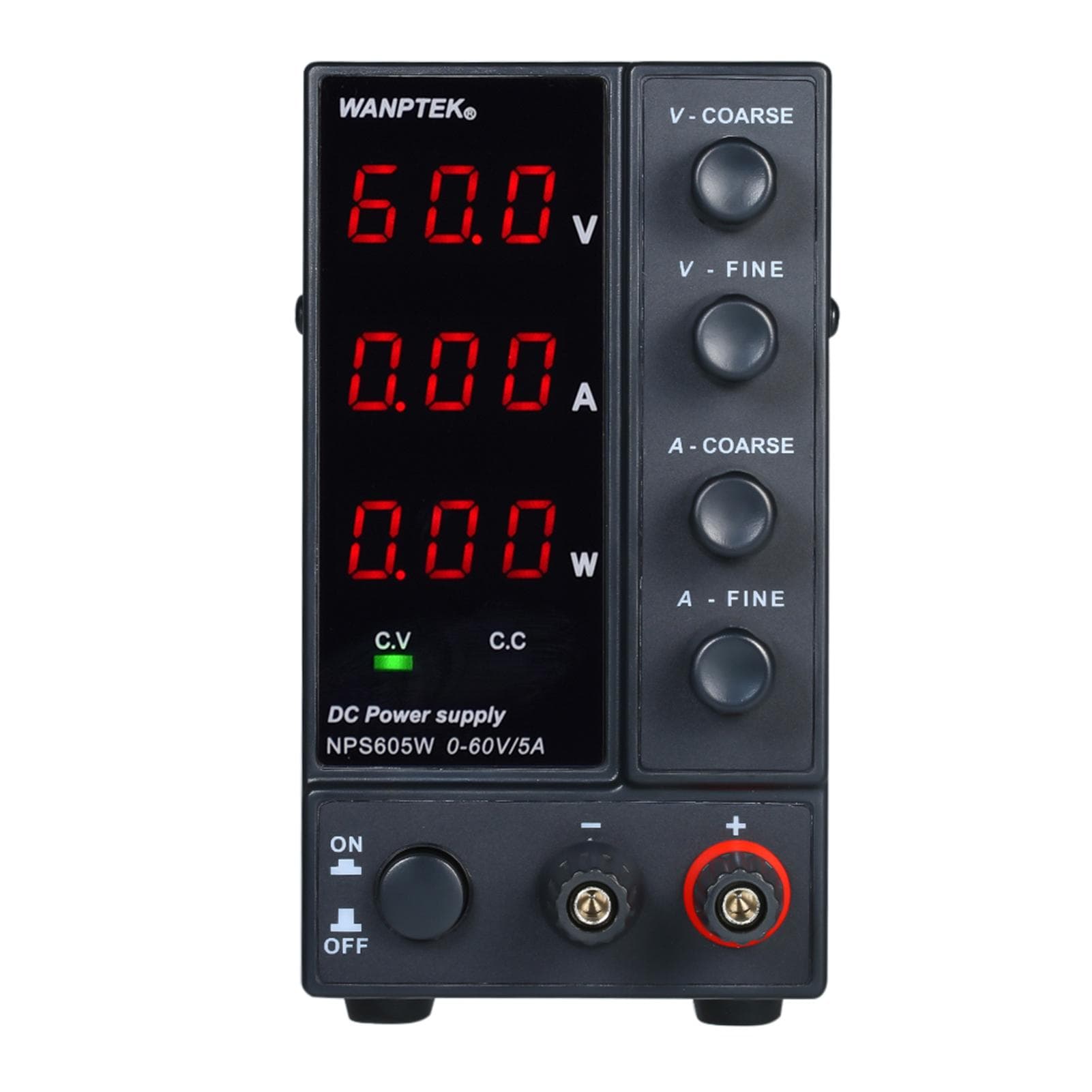 WANPTEK Switching DC Power Supply NPS605W 0-60V 0-5A 3-digit LED Display High Precision Adjustable EU Plug black