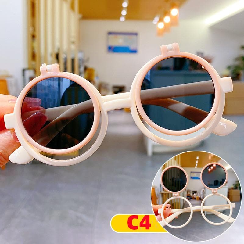 Kids Flip Frame Sunglasses UV400 Protection Cartoon Sunshade Eyewear for Boys Girls Summer Beach Party Favor Age 0 -10