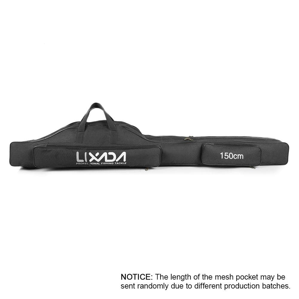 Fishing Bag Portable Folding Fishing Rod Reel Bag Fishing Pole Gear Tackle Tool Carry Case Carrier Travel Bag Storage Bag Organizer 150cm black