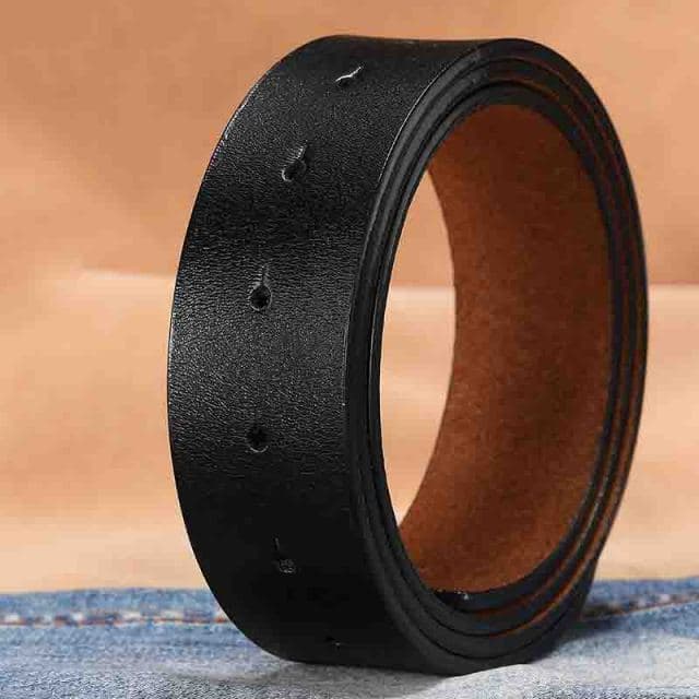 New Cowhide Belt No Buckle For Smooth Buckle Belts Strap 3 .8cm Width Withouth Buckle Real Genuine Leather Belts With Round Holes 110cm black