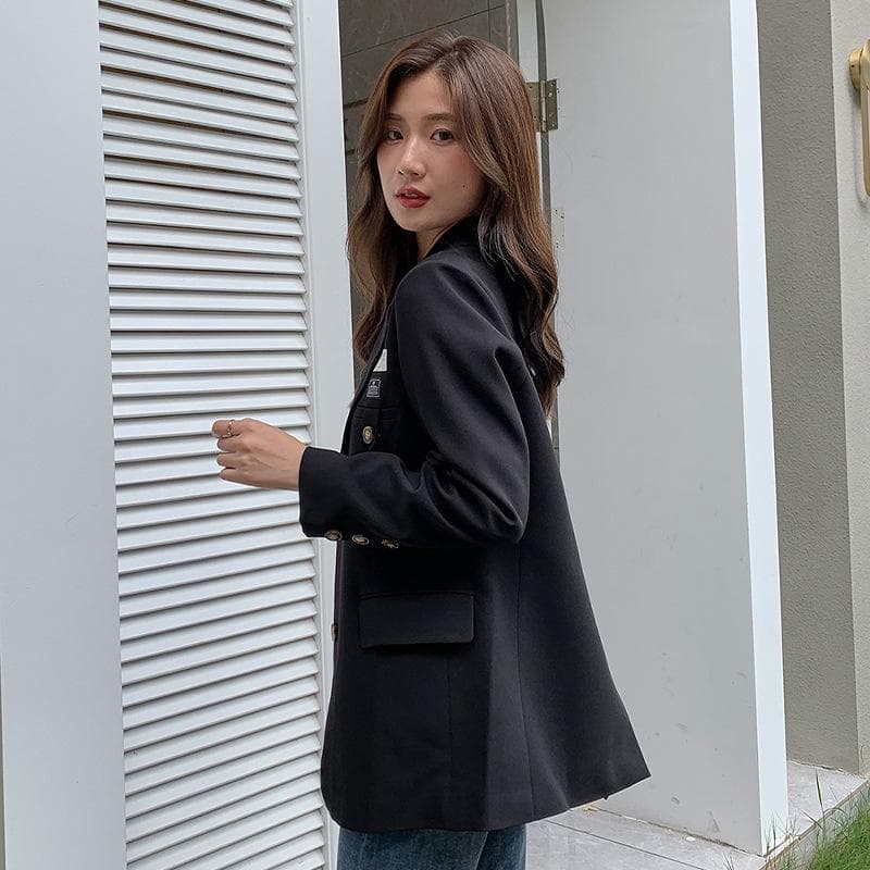 Small Blazer Women's Autumn New Style Small Green Casual Slim Mid-length Suit 2XL black