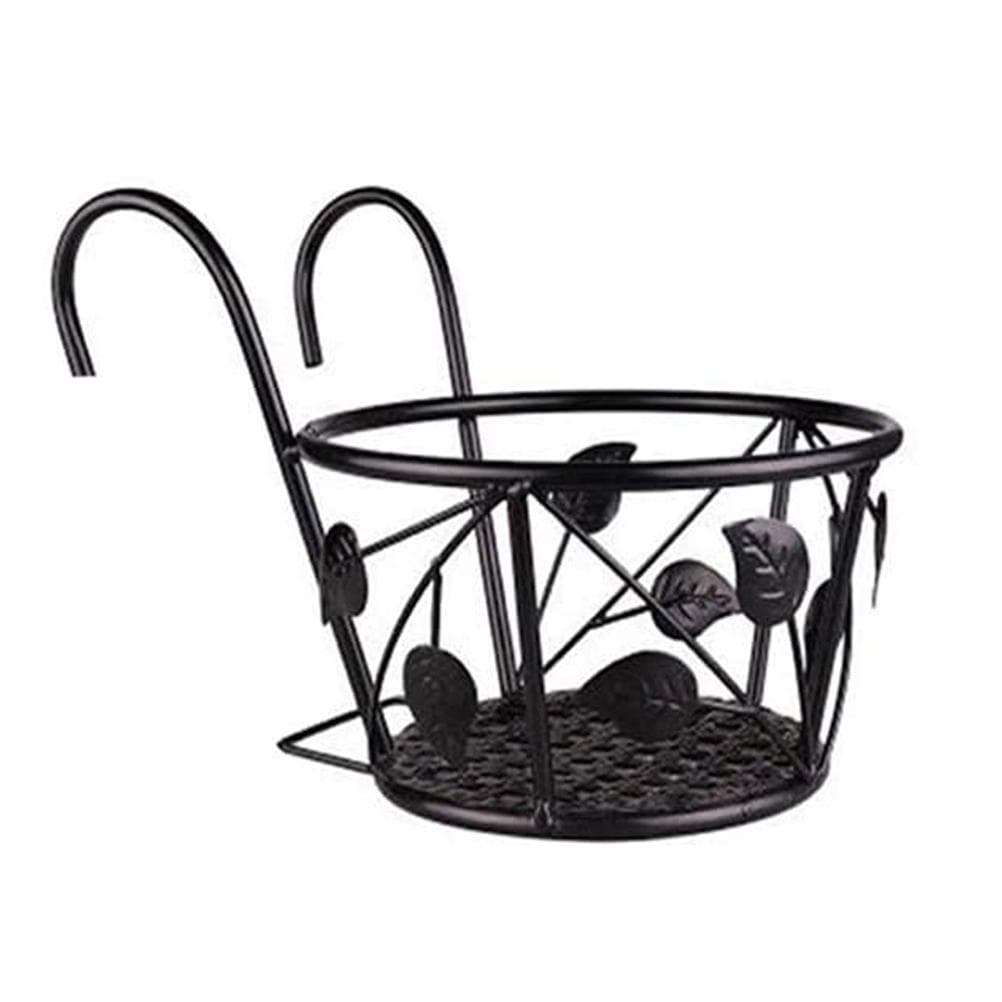 Hanging Railing Iron Planter Baskets Flower Pot Holder Hanger Metal Fence Rail for Patio Balcony