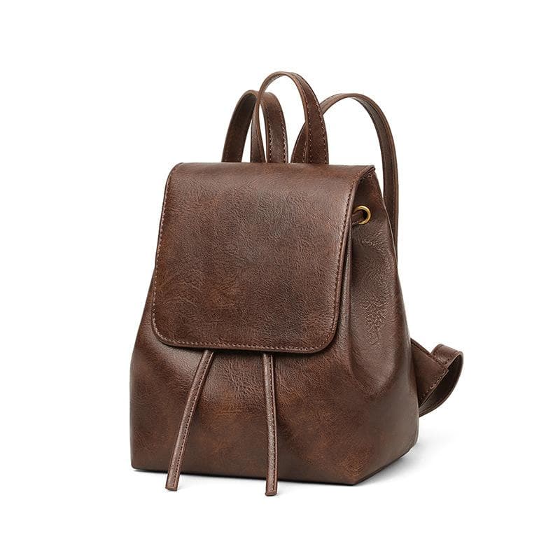 Women's Retro Travel Bags Match College Students Junior High School Female Rawhide Small Backpack