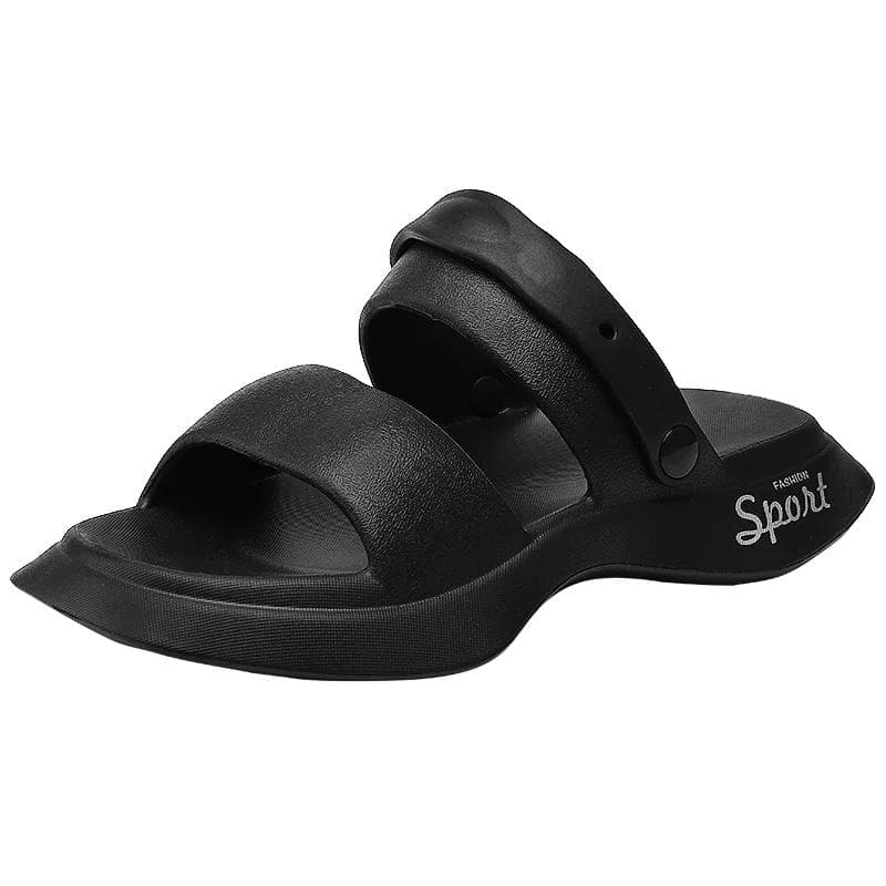 Design Outdoor Sandals Beach Casual Shoes Soft Slides Women Flip-flops Indoor Slippers High Quality 2025 Summer Men Slippers 36-37 black