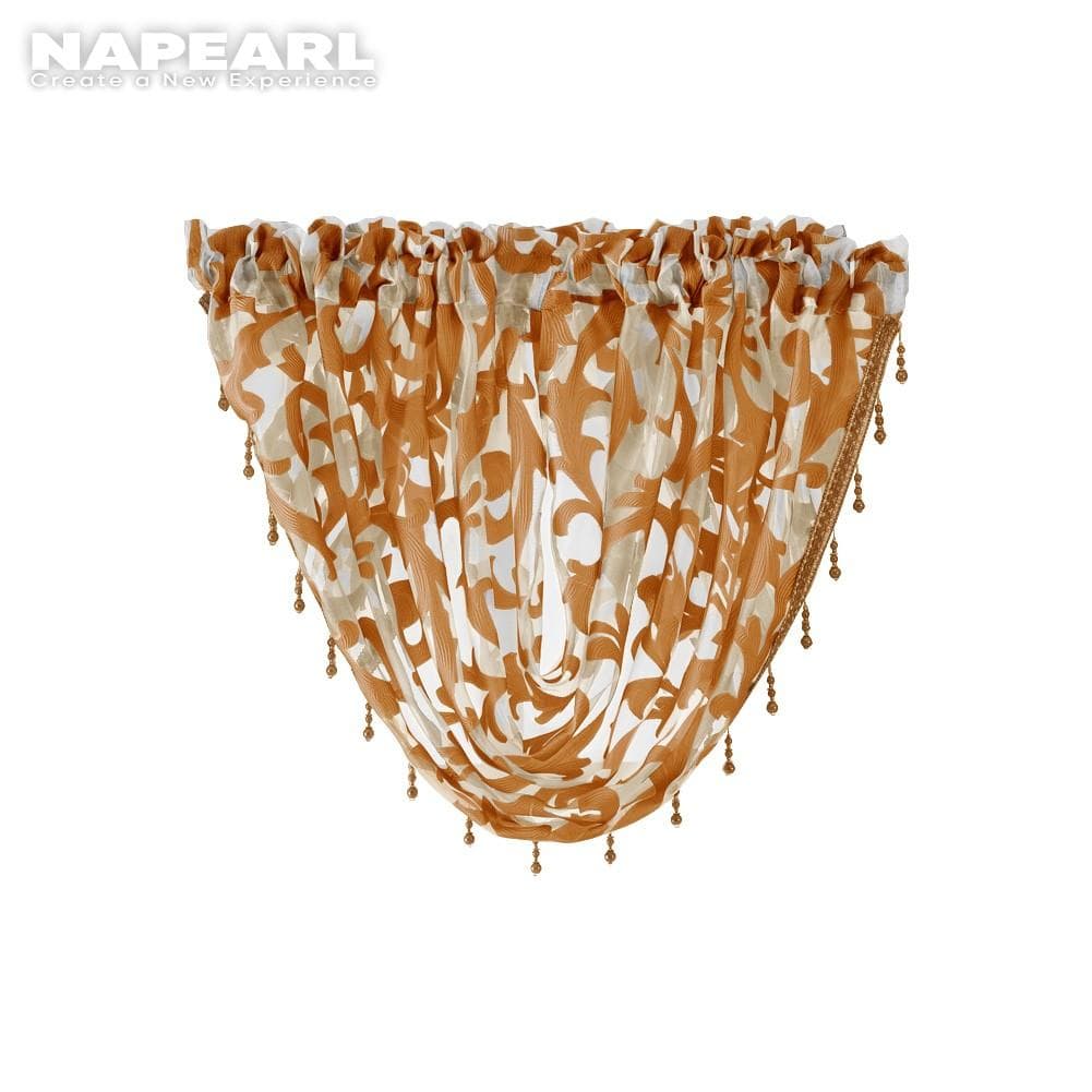 1 PC NAPEARL European Style Flower Tulle Decorative Beaded Valance Design Window Sheer Tulle Curtain 145cm by 90cm yellow