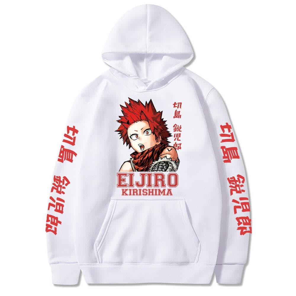 Kawaii Eijiro Kirishima My Hero Academia Hoodie Anime Harajuku Men/Women Streetwear Tops Cartoon Boku no Hero Academia Unisex Sweatshirts 4XL white