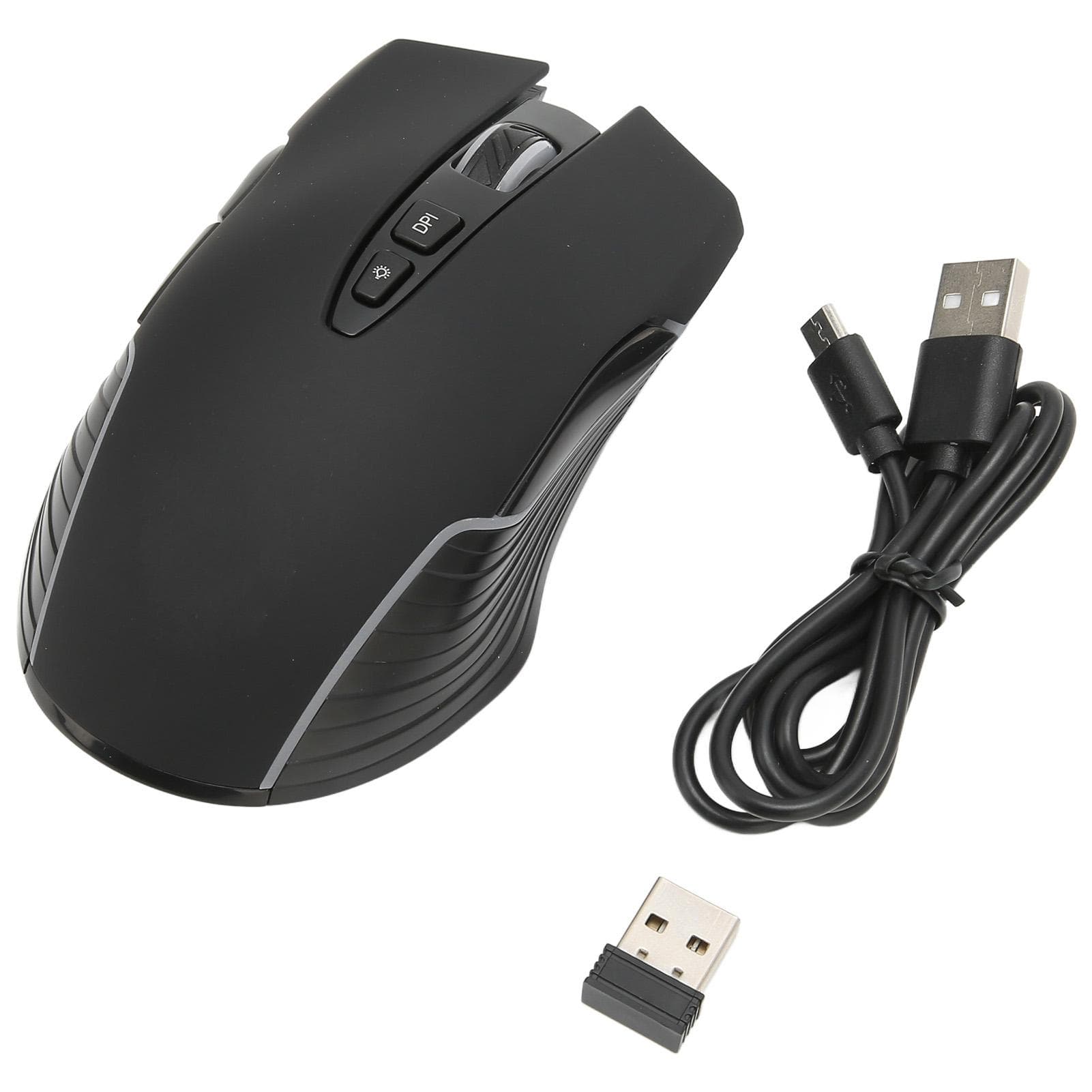 Wireless Mouse 2.4G Rechargeable USB RGB Professional Grade Optical Sensor Gaming Mechanical Mouse black