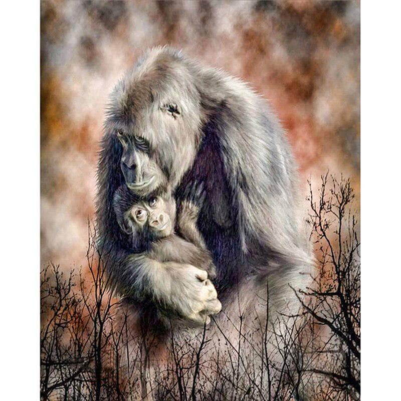 Diamond Painting Cross Stitch Full Diamond Embroidery Home Decor Orangutans Christmas 20X30CM
